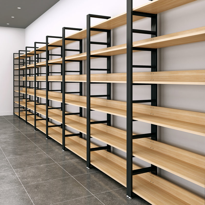 样品展示架鞋架组合便利店货架钢木化妆品展示柜落地陈列置物架