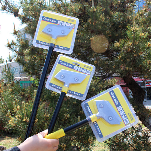 Thickened steel pipe yellow and black percussion cleaning knife 30/60/90 long aluminum head wall glass cleaning blade and glue removal scraper