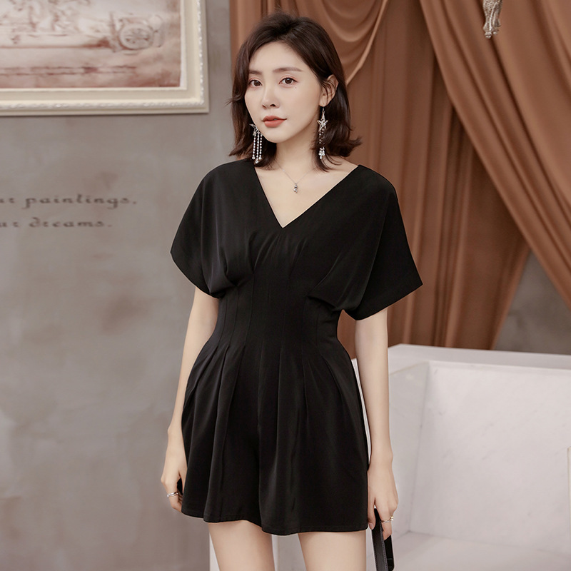 Clothing Lira Spring and Summer New Fashion Celebrity Elegant Black Sexy V-neck Casual One-piece Shorts 5852