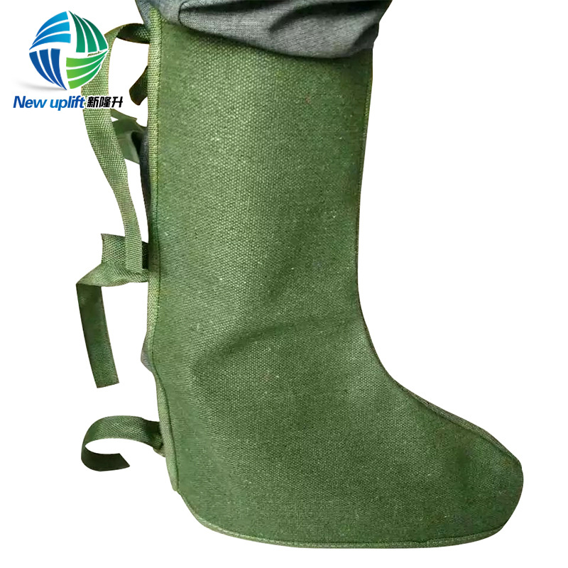 电焊用加厚帆布护脚 劳保鞋套隔热防火星飞溅绑带式护脚套