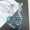 Chinese small bell with bow, children's hair accessory with tassels, hairgrip, Hanfu, Chinese style, with embroidery