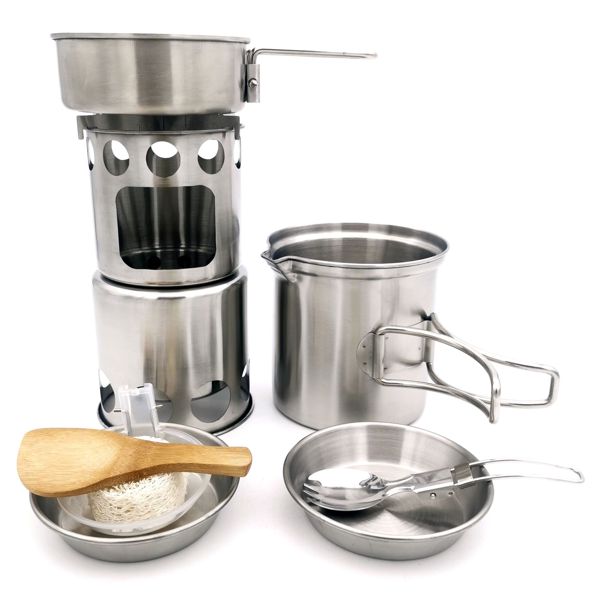Wood stove + pot set + tableware + color box
