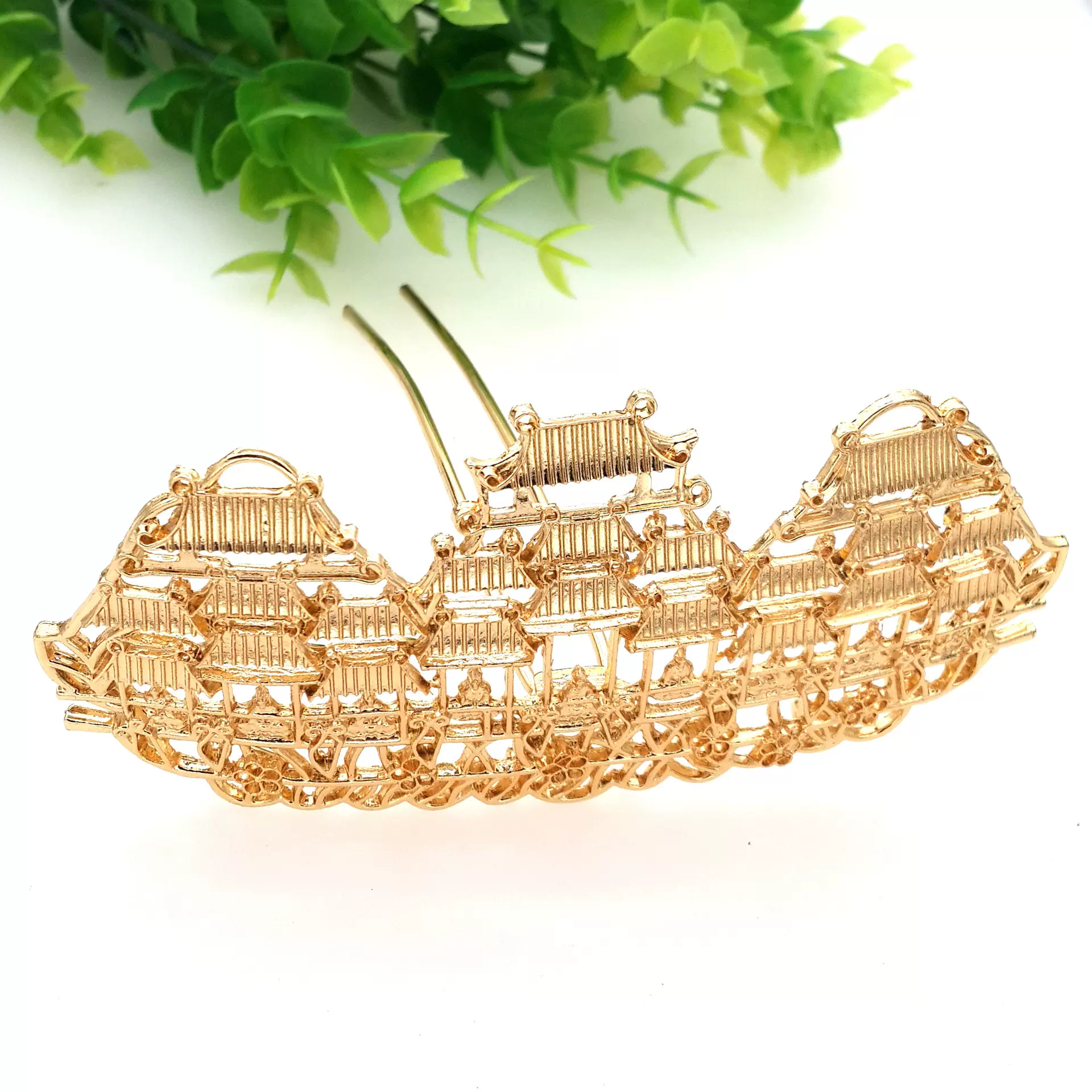 云顶天宫亭台楼阁发簪发钗 古风宫廷影视写真头饰 厂家直销 来图