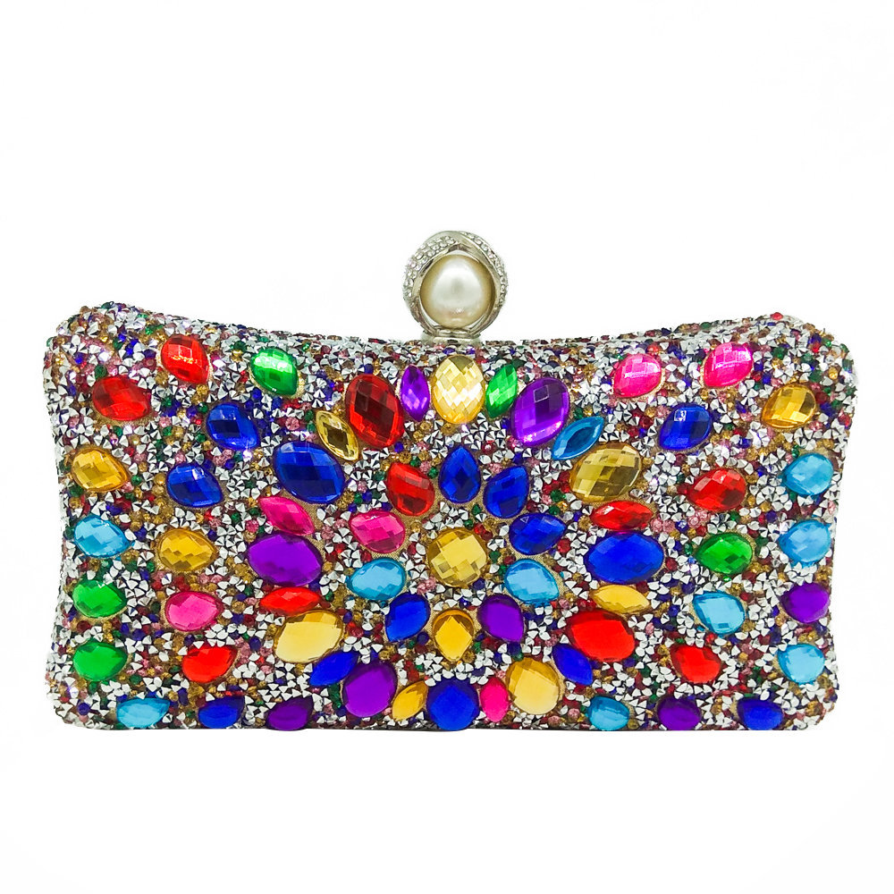 Bolso de embrague FGG popular europeo y americano bolsa de banquete color rhinestone bolso de noche bolso de embrague de las mujeres bolso de boda