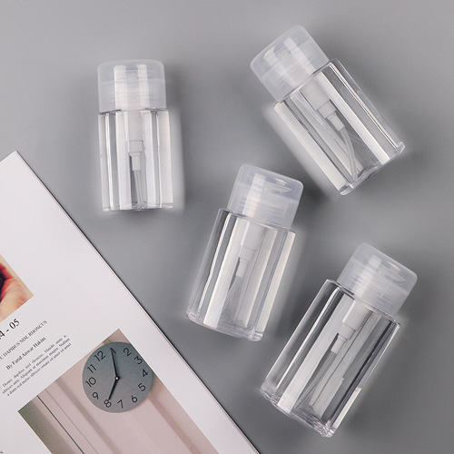 Travel press-pack bottle for portable cosmetics and makeup remover storage lotion and lotion empty bottle set when going out