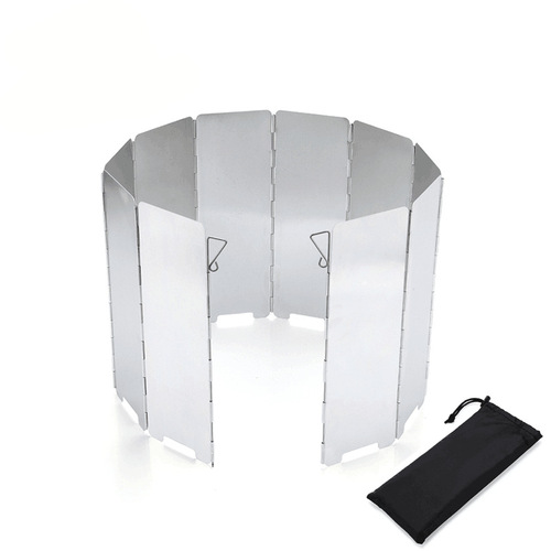 10 pieces of outdoor windshields, camping stoves, windshields, aluminum alloy foldable with latch, with cloth bag