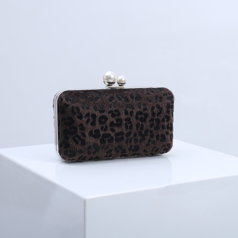 2023 transfronterizo de Europa y América del estampado de leopardo bolso de noche bolso de hombro de la manera del embrague de las mujeres vestido de noche bolsa de entrega