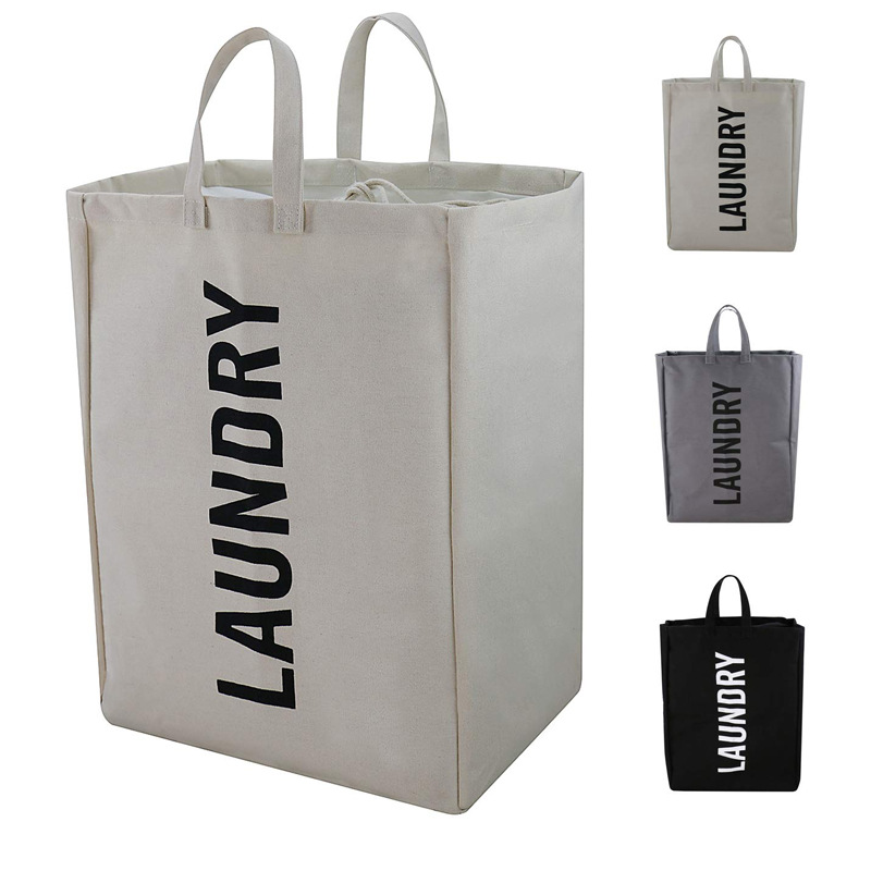 方形帆布杂物收纳筐浴室防水束口洗衣篮脏衣篮自意logo