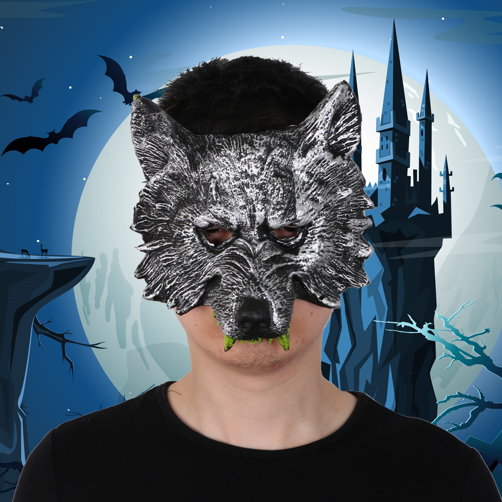 Nueva máscara de lobo Halloween decoración máscara de hombre lobo fiesta fantasma disfraz de baile máscara de cabeza de lobo