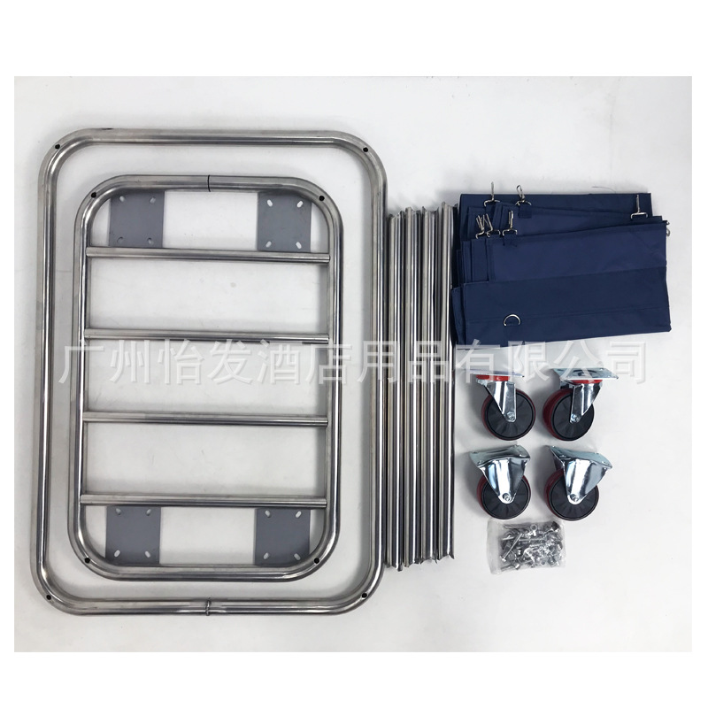 Carrito de lavandería cónico de acero inoxidable y lino, engrosado, para hotel, servicio de habitaciones y reciclaje