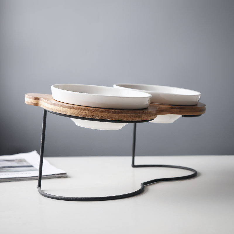 Red Bowl INS suministros para mascotas gato tazón perro tazón de cerámica oblicua boca protección columna tazón de fuente estante gato tazón de comida tazón de agua