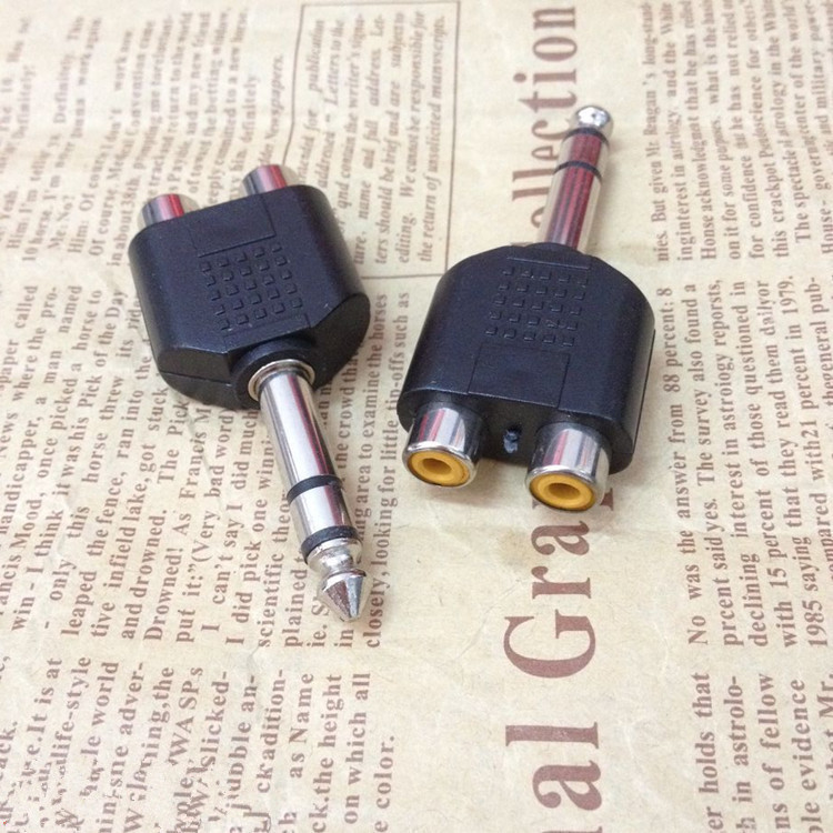 6.5双声转RCA音频转接头 6.5立体声转2RC母莲花孔 音频话筒转AV