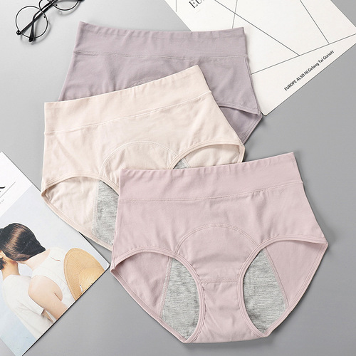 High-waist menstrual underwear for women, cotton menstrual period, leak-proof, day and night use, plus size sanitary pants, foreign trade supply