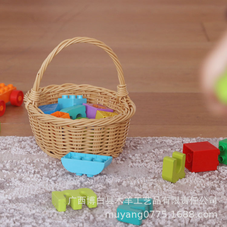 Venta al por mayor de tamaño pequeño Mini canasta de almacenamiento de juguetes para niños play House canasta de almacenamiento de dibujos animados portátil canasta organizadora portátil image 4