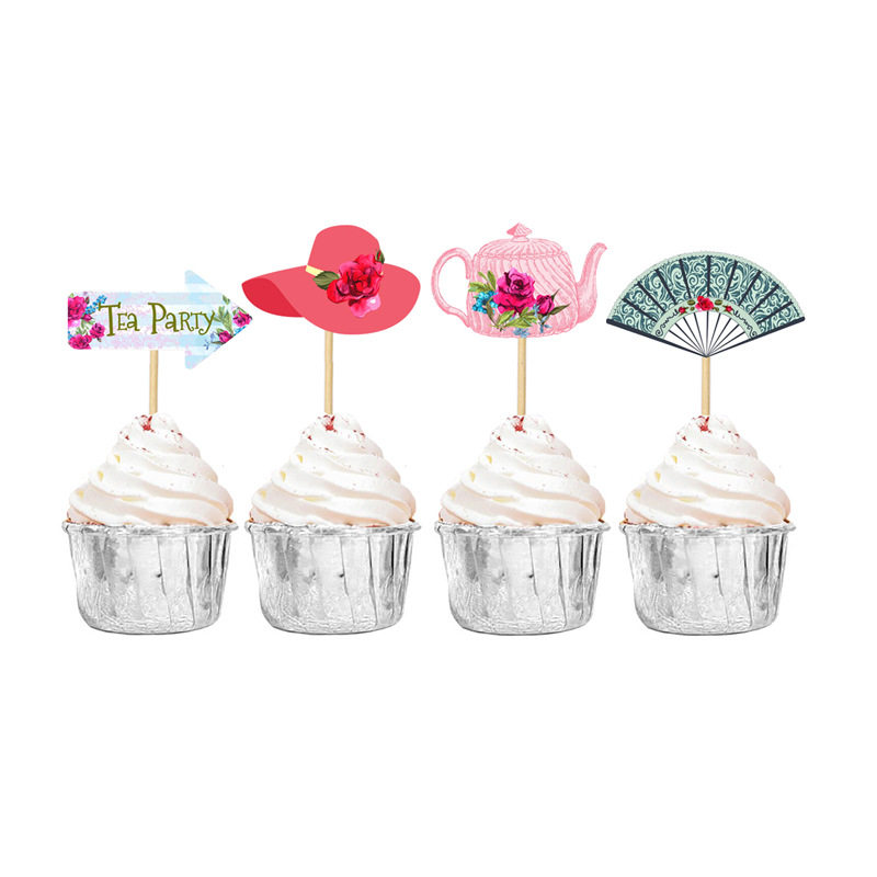 Amazon Venta caliente tarde té pastel Tarjeta de inserción paja postre Mesa decoración del partido