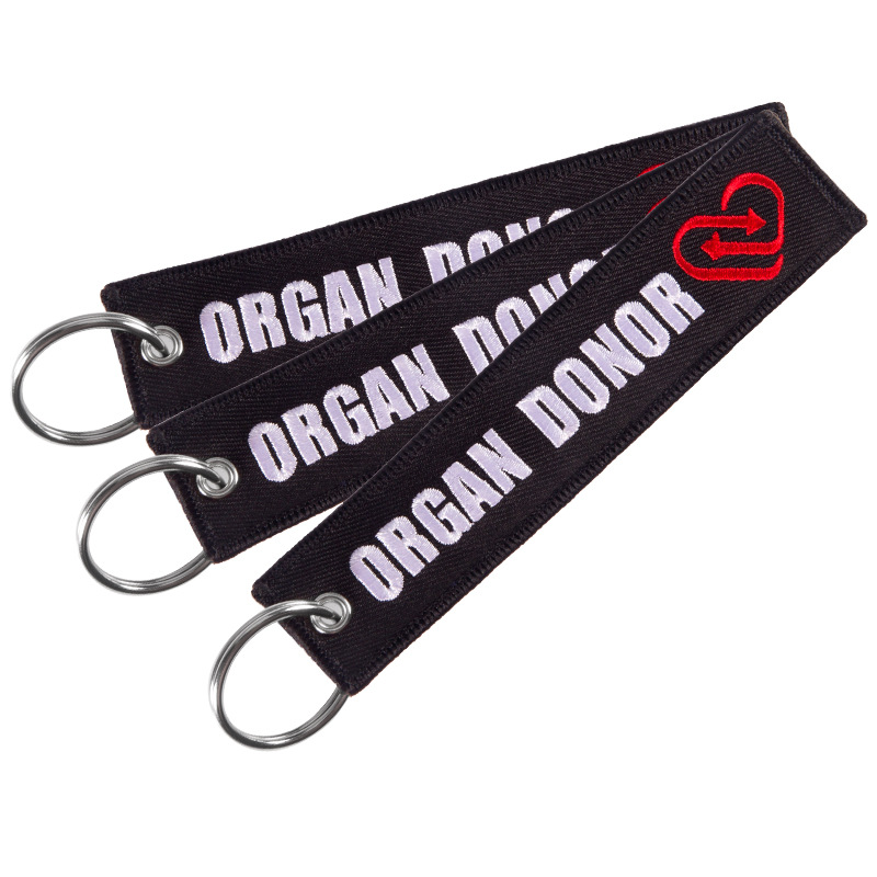 速卖通亚马逊爆款ORGAN DONOR时尚流行汽车配件电脑绣花钥匙扣
