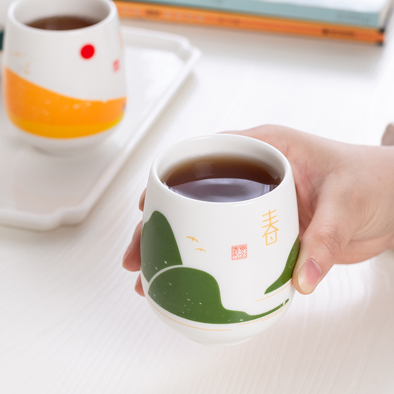 Original [primavera, verano, otoño, invierno] tazas de cerámica tazas de agua tazas de té mano regalos set al por mayor