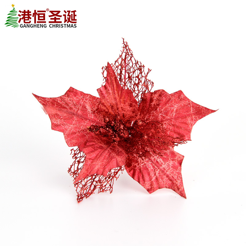 Simulación de Navidad flor de la Navidad de DIY accesorios de decoración de la boda decoración de vacaciones de color rojo puro gran flor de Navidad