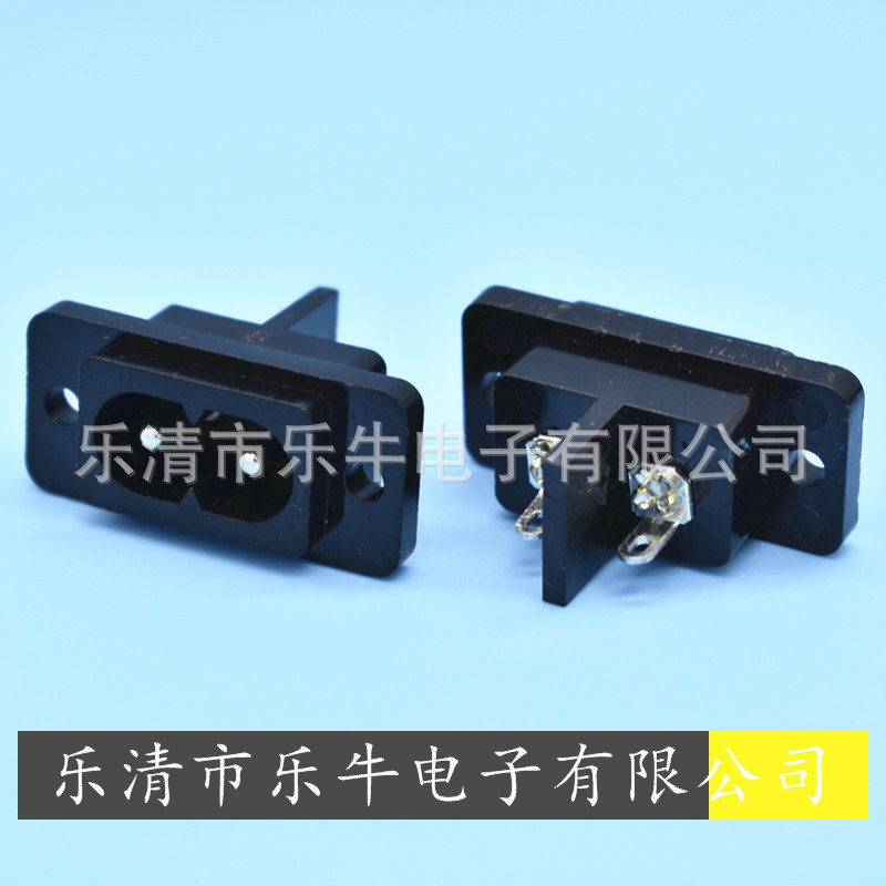 AC电源插座 AC-004 实芯针方形口8字插座 带固定孔8字母座 DB-8