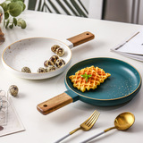 美辰达 Керамическая посуда, тарелка с деревянной ручкой из акации, тарелка для стейка, миска для риса, миска для супа, набор мисок для лапши, круглый завтрак