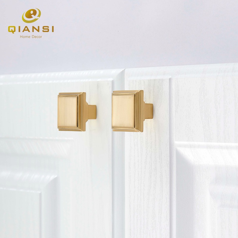 Square handle hand pure copper single -hole drawer cabinet door…