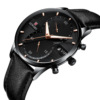 Waterproof brand swiss watch for leisure, genuine leather