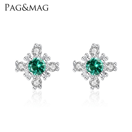 PAG&MAG early spring earrings S925 silver earrings earrings synthetic gemstones Korean simple fashion flower jewelry factory
