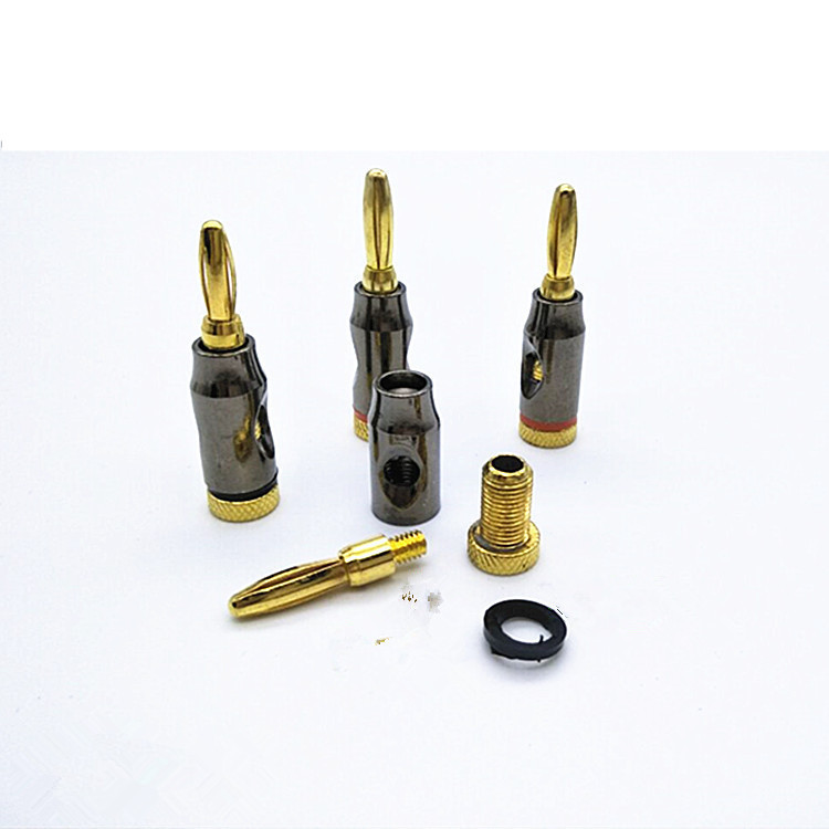 厂家直销黑百威镀金音箱香蕉头 香蕉插 音响插头功放连接音箱插头