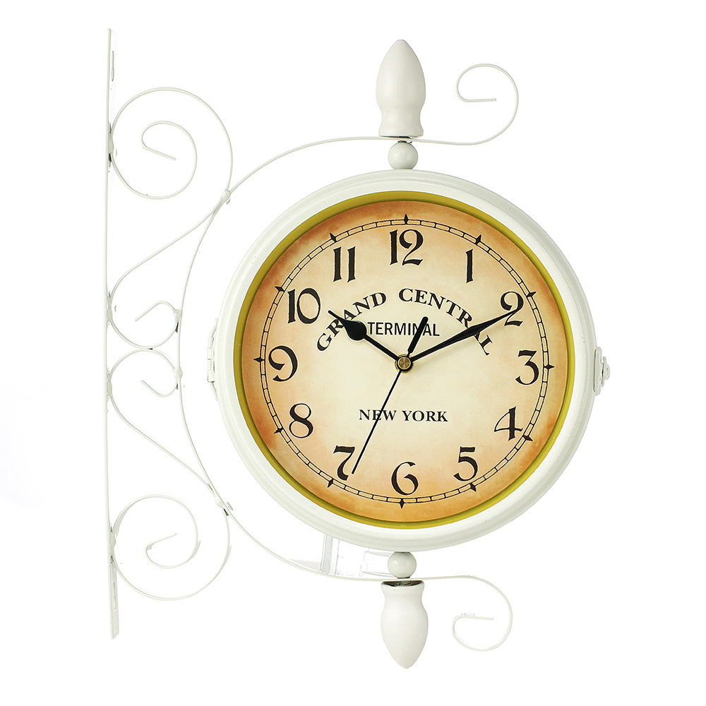 Cross-border source European-style retro creative home white wall clock double side clock double wall clock