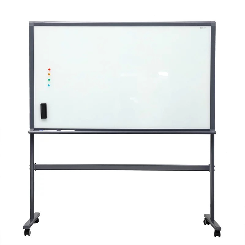 Pizarra blanca de vidrio templado Deli 8737 de 900*1500 mm, tipo soporte, para reuniones, enseñanza, uso en oficina, magnética. image 1
