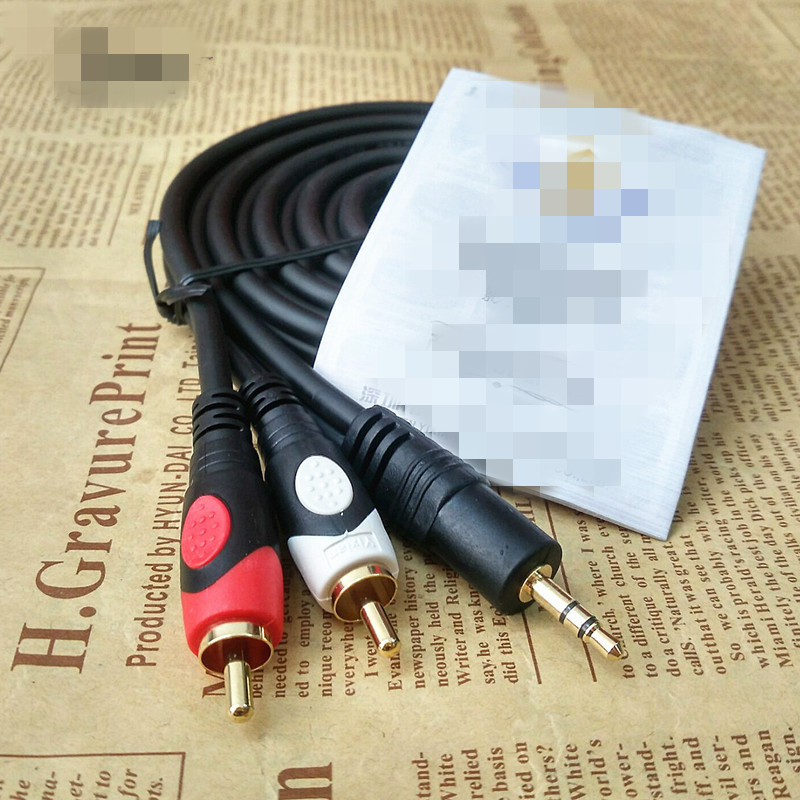 3米一线品牌镀金3.5对2莲花RCA音频线 一分二音响线电脑连接线