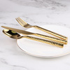 Modeling tableware Golden tableware stainless steel round stick solid unknown Western knife fork spoon hammer style