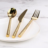 Modeling tableware Golden tableware stainless steel round stick solid unknown Western knife fork spoon hammer style