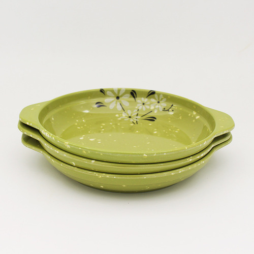 Melamine double-eared rice plate, Chinese trendy tableware, spicy mixing plate, rice plate, imitation porcelain fried rice noodle dish, plate