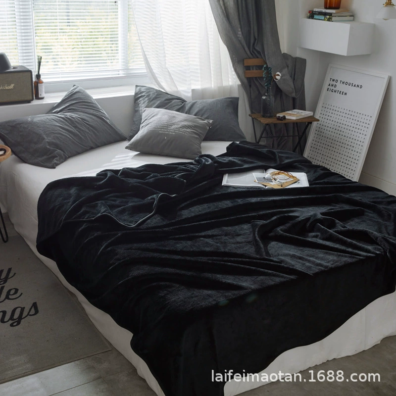 Внешняя торговля, чистый цвет, утолщенное одеяло, коралловое бархатное одеяло, фланелевое одеяло, фланелевое дропшиппинг-чистый черный