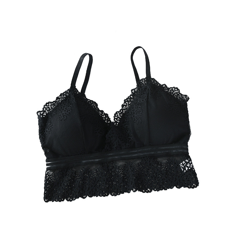Verano sexy encaje tubo superior con almohadilla en el pecho anti-exposición ropa interior sujetador belleza espalda push up camisola inalámbrica para las mujeres