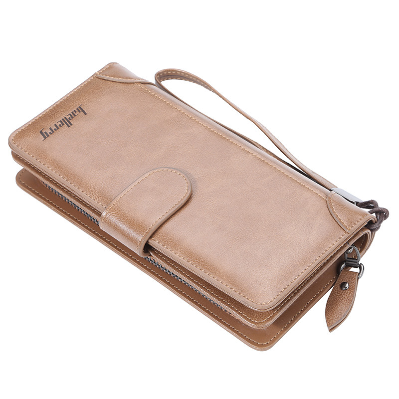 Men'S Business Multi Card Position Medium Length Hand Bag With Large Capacity Buckle And Zipper Wallet