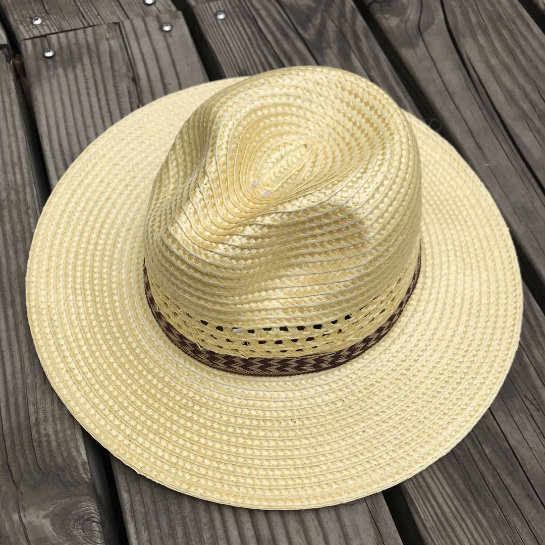 可涂画男士夏季草帽大沿复古遮阳防晒小礼帽摆摊户外度假爵士帽子