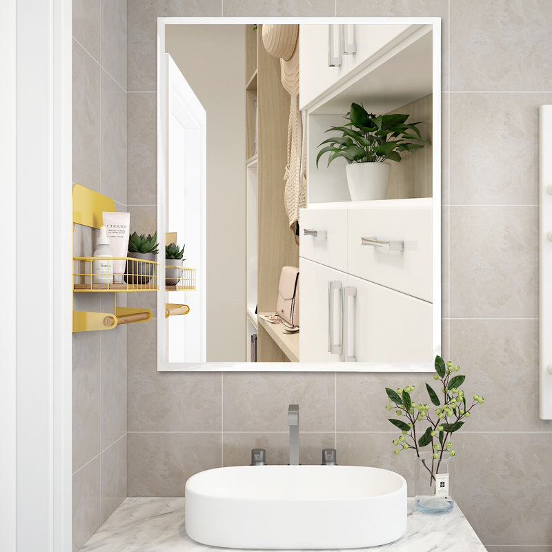 Bathroom mirror sticker wall free punching toilet wall hanging wall…