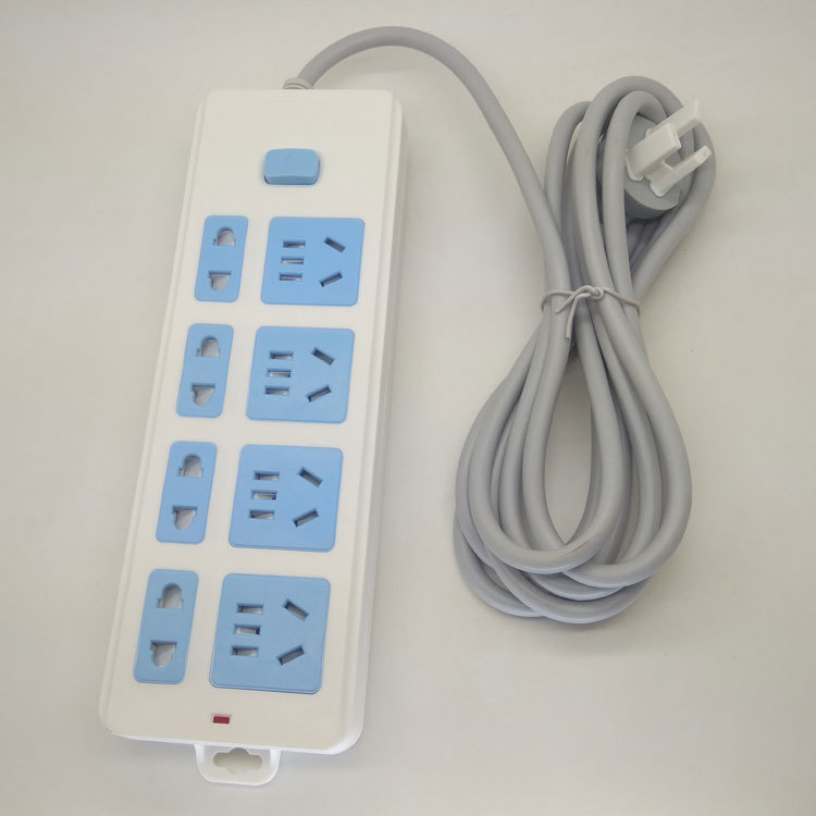 卡路易1K28三极带三米带安全门插座  3插头八位28孔家用纯铜带线