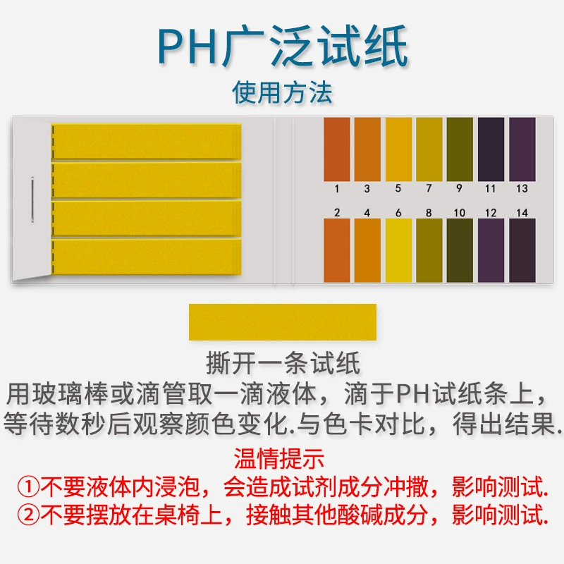 pH test strips 1–14, 80 strips, wide-range urine & body pH test, English packaging