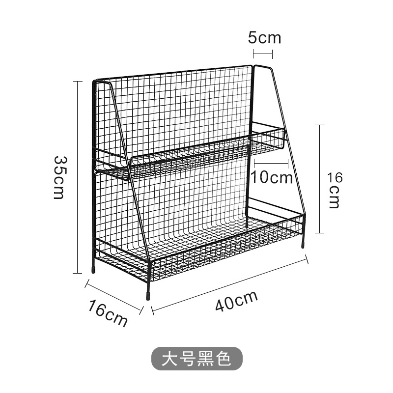 Estante de almacenamiento de cocina directo de fábrica Escritorio de pie de dos capas de hierro sin ponche negro condimento rack de almacenamiento