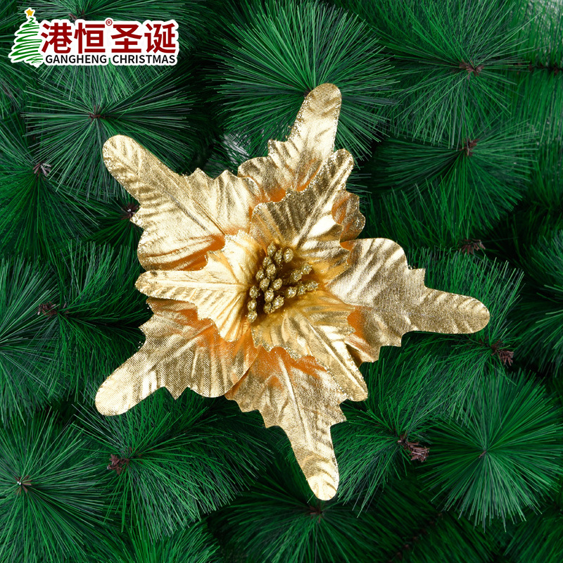 Flor artificial de Navidad DIY accesorios de decoración de Navidad tela de lentejuelas de doble capa de oro flor de la decoración de la boda de Navidad