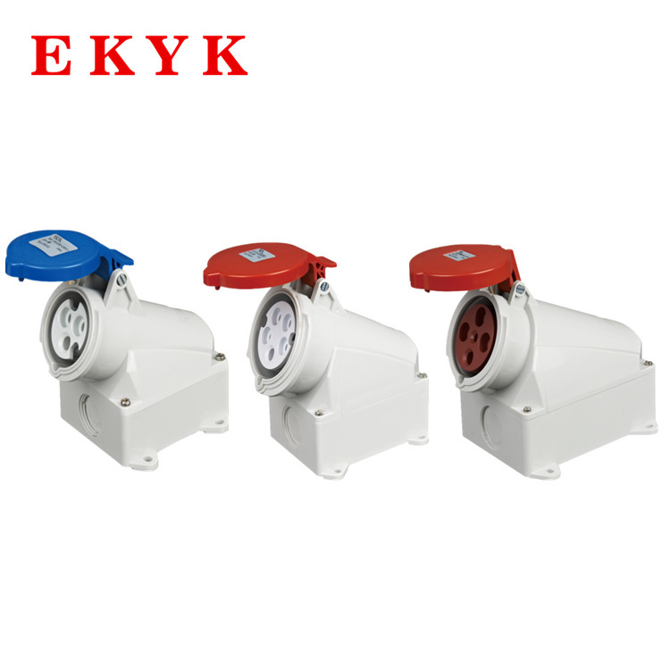 Waterproof and dustproof European standard waterproof open-mounted socket 3.4.5 core 16A32A63A female seat IP44 industrial plug socket Waterproof and dustproof European standard waterproof open-mounted socket 3.4.5 core 16A32A63A female seat IP44 industrial plug socket