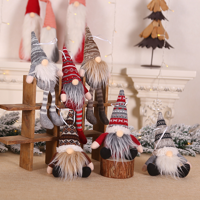 Navidad suministros de decoración creativa sentado bosque muñeca colgante de árbol de Navidad mini muñeca colgando piezas