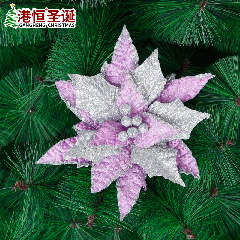 Tela popular transfronteriza de Navidad arreglo de flores artificiales árbol de Navidad polvo de oro decoración suministros decoración de Navidad flor artificial