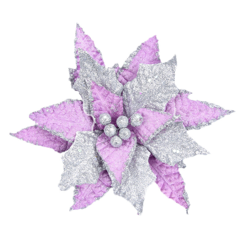 Tela popular transfronteriza de Navidad arreglo de flores artificiales árbol de Navidad polvo de oro decoración suministros decoración de Navidad flor artificial