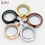 中号朱砂瓶吊坠20/25/30mm嘎乌盒欧美螺纹不锈钢圆形光面玻璃相盒