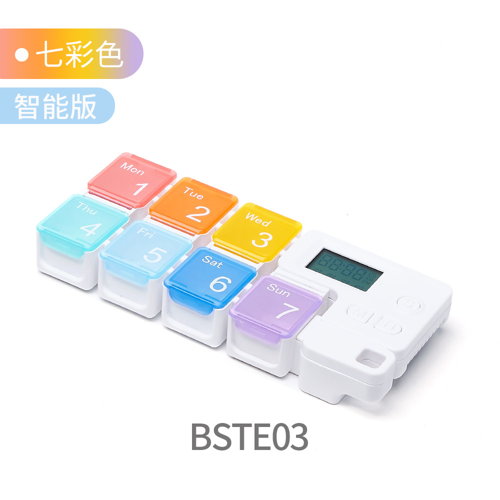 Caja de medicamentos de subpaquete de subcuadrícula portátil, recordatorio de sincronización inteligente, caja de medicamentos electrónicos, caja de almacenamiento de píldoras de tabletas de medicamentos