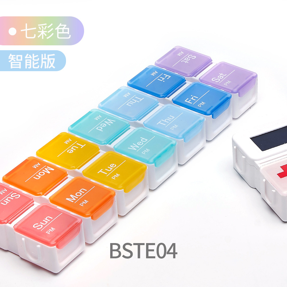 Caja de medicamentos de subpaquete de subcuadrícula portátil, recordatorio de sincronización inteligente, caja de medicamentos electrónicos, caja de almacenamiento de píldoras de tabletas de medicamentos